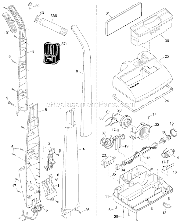 Page A Diagram and Parts List for SV3000 Type 1 Black and Decker Utility Vacuum